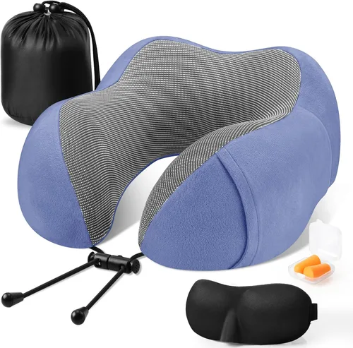 Miniatura 19 de CloudBliss Almohada de viaje de espuma viscoelástica de alta calidad, almohada cervical cómoda y de apoyo, almohadas cervicales para viajar