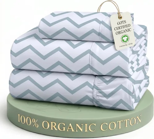 Miniatura 38 de LANE LINEN Juego de sábanas tamaño King de 4 piezas, 100 % algodón orgánico puro tejido de percal de fibras largas, ropa de cama de algodón suave