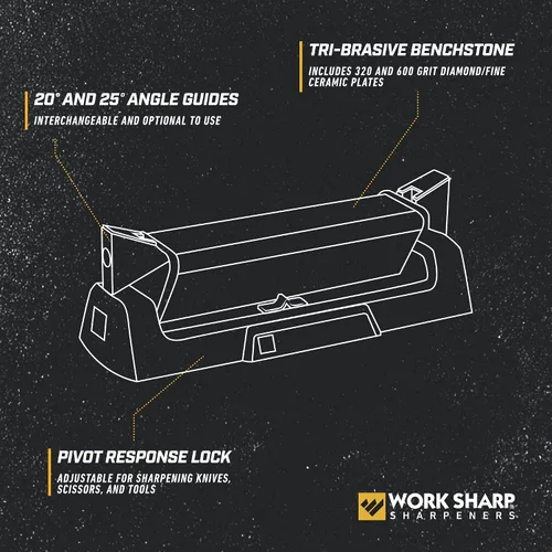 Miniatura 3 de Afilador de cuchillos Work Sharp Benchstone, de 3 lados para afilar cuchillos de bolsillo o de caza manualmente más rápido