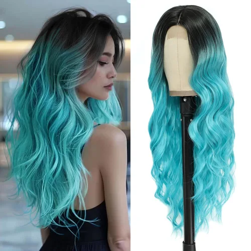 Miniatura 8 de Peluca larga rubia 613 para cosplay, peluca sintética de 28 pulgadas, parte media, regalos realistas, pelucas de fiesta para mujeres, uso diario
