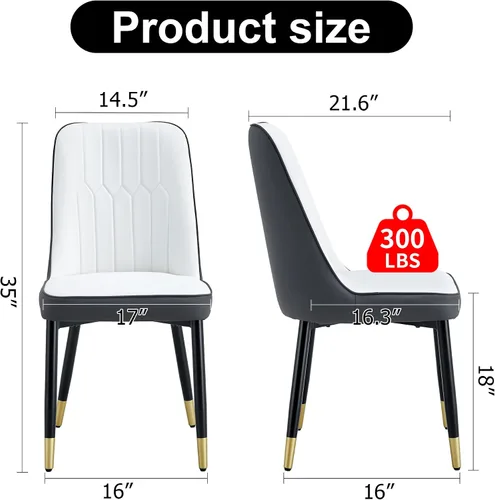 Miniatura 2 de Juego de 4 sillas de comedor, modernas patas de metal negro de cuero sintético para sala de estar, cocina, comedor