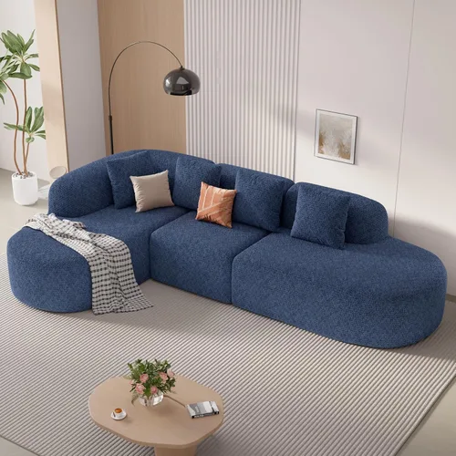 Miniatura 9 de Sofá modular modular de 114 pulgadas para sala de estar, moderno sofá modular con diván, sofá seccional en forma de L, no requiere montaje, beige