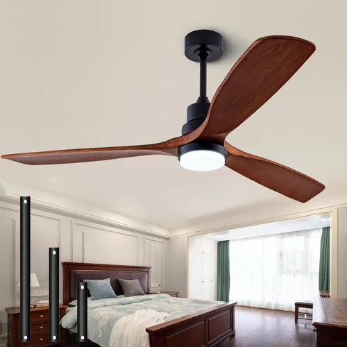 Miniatura 21 de QUTWOB Ventilador de techo de madera de 42 pulgadas con control remoto de luces, motor CC silencioso de 3 aspas para patio, sala de estar, Cuerpo