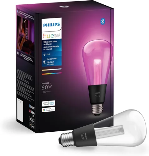 Miniatura 10 de Philips Hue Bombilla LED de filamento inteligente G40 de 60 W - Luz ambiente blanca de cálido a frío - 1 paquete - 550 lm - E26 - Interior - Control