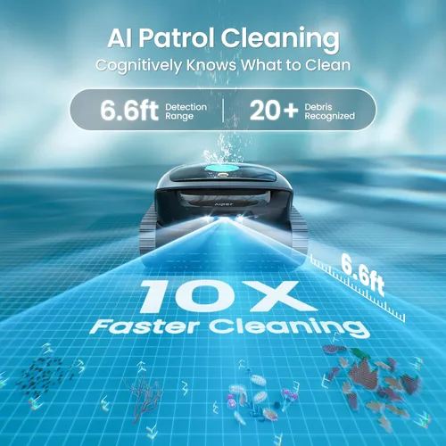 Miniatura 2 de AIPER Scuba V3 AI Vision - Limpiador robótico inalámbrico para piscinas, incluye base de carga inalámbrica, estacionamiento inteligente de línea