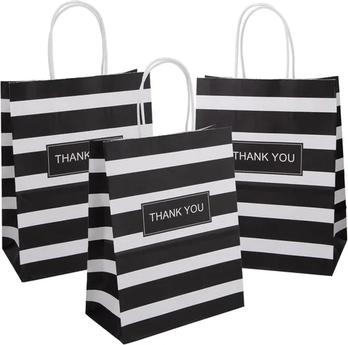 Miniatura 9 de Bolsas de regalo medianas con asas, 50 bolsas de papel kraft a granel, color negro 8x4.75x10 inch,120GSM,Thick,Durable,Recyclable,6LB Load,for