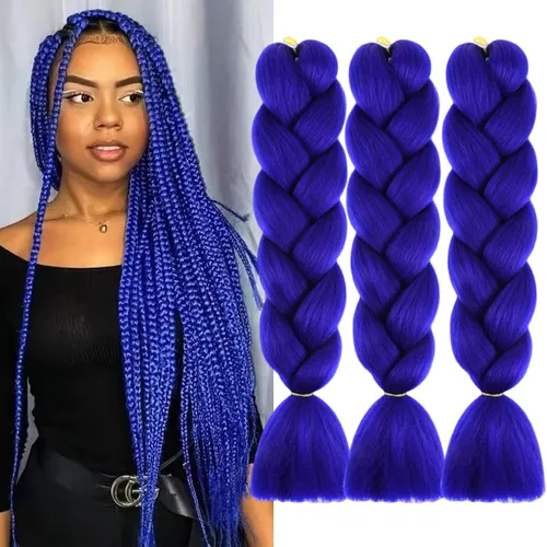 Miniatura 50 de Beige (613#) 6 paquetes de cabello trenzado de 24 pulgadas, de fibra sintética, sin picazón, extensiones de cabello para trenzar jumbo, textura