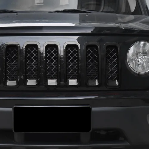 Miniatura 7 de 7 piezas de insertos de parrilla delantera con cubierta de rejilla para Jeep Patriot 2011-2016 (negro)