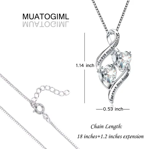 Miniatura 2 de Collar con colgante de corazón de plata ley 925 Always My Daughter&Sister Forever My Friend con doble amor, pulsera para madre e hija, regalo
