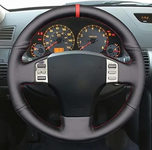 Miniatura 3 de Funda protectora para volante, para Infiniti G35 2003-2006 Nissan Skyline V35 2003-2006, funda de cuero cosida a mano para volante de automóvil