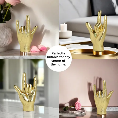 Miniatura 4 de DECOUE Estatuas y esculturas de gestos dorados, estatuas de dedo de resina para mano, decoración clásica de estante y escritorio, regalos