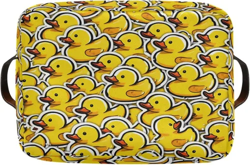 Miniatura 8 de Dussdil Cesta de almacenamiento de pato amarillo, caja organizadora, grande, plegable, con asas de poliuretano, para el hogar, estantes, armario