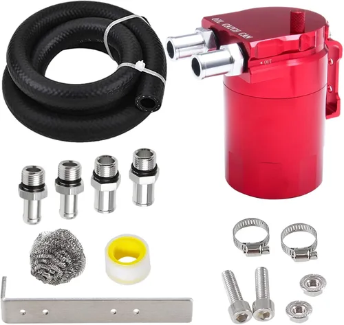 Miniatura 12 de Kit Mejorado de Depósito de Aceite con Deflectores, Separador de Aceite, Depósito de Aluminio con Línea de Combustible NBR Reforzada de 3/8", Negro