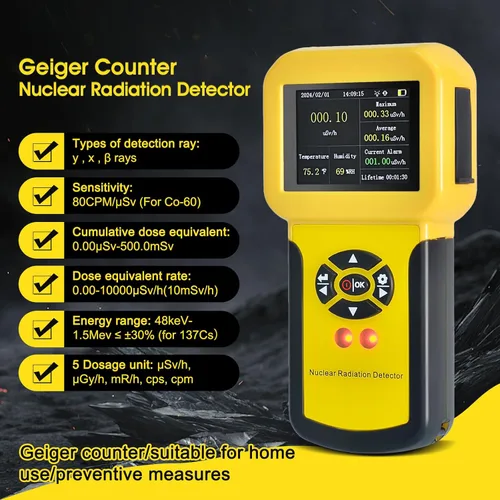 Miniatura 2 de Geiger - Detectores de radiación de contador, medidor de radiación nuclear con pantalla LCD, detector radiactivo, detector de rayos X beta gamma