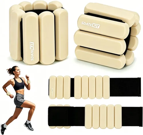 Pesas ajustables de muñeca y tobillo para mujeres y hombres, paquete de 2 (1 libra cada una), brazalete de silicona con peso para pilates, gimnasio,