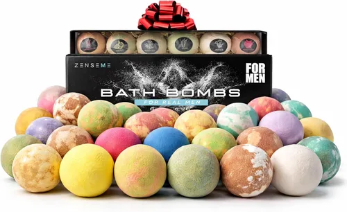 Bombas de baño para hombres, juego de regalo de 18 bombas de baño orgánicas perfumadas hechas a mano de 2.5 onzas con aceites esenciales naturales.