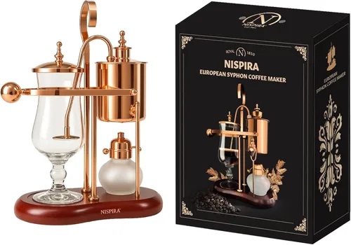 Miniatura 9 de Nispira Belgium Royal Family Balance Syphon - Cafetera vintage con gravedad única, sistema de preparación al vacío, cobre, 16.9 fl oz