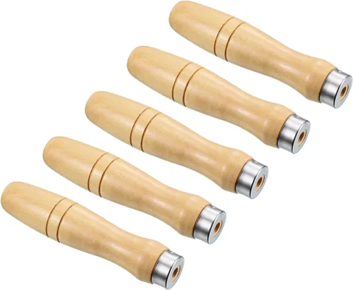 Miniatura 7 de PATIKIL Mango de madera de 4.9 pulgadas, paquete de 10 herramientas de corte de archivos, accesorios de repuesto con collar de metal para archivo
