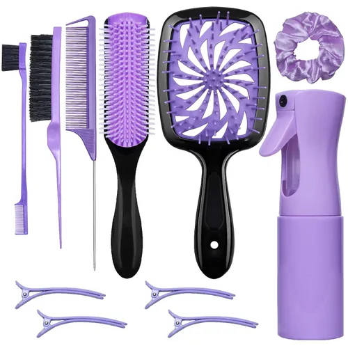 Miniatura 8 de Set de 11 piezas de cepillo para el cabello, cepillo para desenredar y botella de spray, 3 piezas de cepillo de pelo liso para niños pequeños