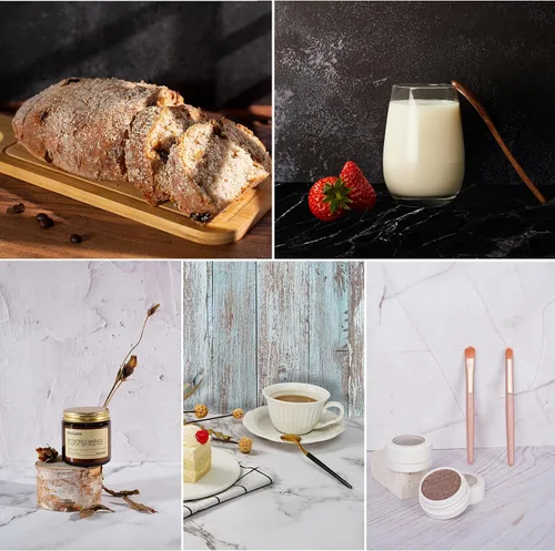 Miniatura 4 de Telones de fondo para fotografía de alimentos, tablero de fondo de fotos de 16.5 x 13.3 pulgadas con 14 patrones de fondo para fotografía