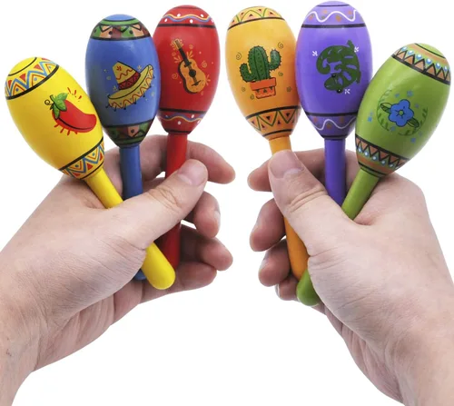 Miniatura 5 de JOYIN 12 mini maracas de madera para fiestas mexicanas, recuerdos de fiesta del Cinco de Mayo, diversión musical, fiestas de cumpleaños, fiesta