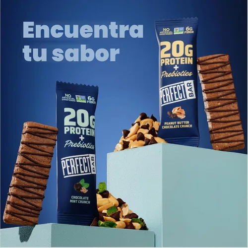 Miniatura 10 de Perfect Bar Protein + Prebiotics Barra de proteína de chocolate y menta, 0.71 onzas de proteína, suero alimentado con pasto, 0.26 oz de fibra