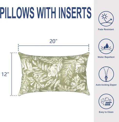 Miniatura 213 de Juego de 2 almohadas para exteriores de 16 x 16 pulgadas, repelentes al agua con interiores, para muebles de patio, hogar, jardín, geometría bohemia