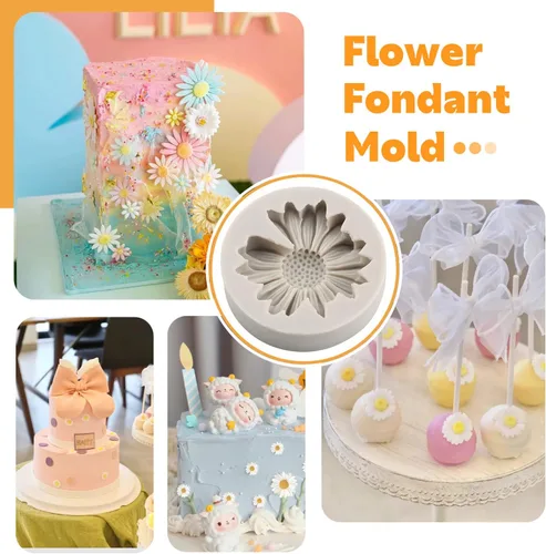 Miniatura 4 de Sijiangmold Molde de silicona de flor de crisantemo, moldes de fondant de margaritas para decoración de pasteles, decoración de cupcakes, caramelo