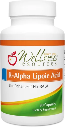 Wellness Resources R - Suplemento de ácido alfa lipoico RALA, 90 cápsulas, ácido R-lipoico estabilizado con Na-RALA bio-mejorado para una máxima