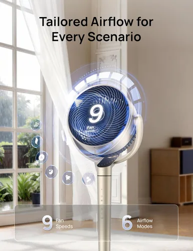 Miniatura 6 de Dreo Ventilador de pedestal con control inteligente, 43 pulgadas, ventiladores silenciosos oscilantes omnidireccionales de 150° + 120°