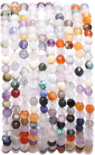 Miniatura 11 de BEADIA Cuentas Facetadas de Piedra Natural Amazonita Rondelle 3x4mm Cuentas Semipreciosas Sueltas para Hacer Joyas 38cm