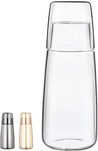 Miniatura 11 de Yalucky Juego de jarras de agua de noche con vaso, jarra de noche y juego de vidrio para mesita de noche, dormitorio, habitación de invitados