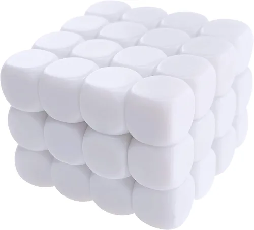 Miniatura 5 de Juego de dados blancos en blanco de 0.631 pulgadas (0.630 in), cubos de dados redondeados de acrílico para juegos, fiestas, diversión, calcomanías