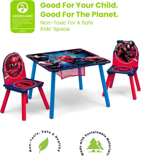 Miniatura 3 de Delta Children - Juego de mesa para niños Marvel Spider Man con almacenamiento (incluye 2 sillas) certificado Greenguard Gold, talla única, azul/rojo