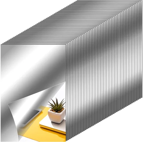 Miniatura 19 de Zonon Hojas de espejo flexibles autoadhesivas, no de vidrio, azulejos adhesivos para decoración de pared del hogar (20 piezas, 6 x 9 pulgadas)