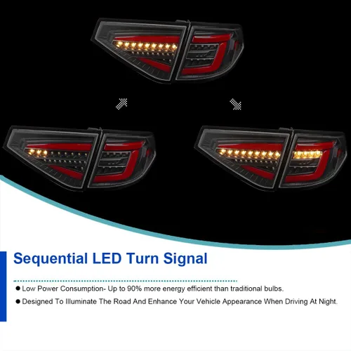 Miniatura 5 de SPEC-D TUNING Luces traseras secuenciales negras con barra LED roja compatible con Subaru Impreza WRX 2008-2014 Hatchback, conjunto de par izquierdo