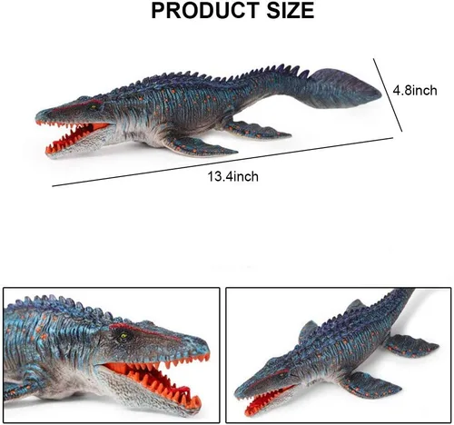 Miniatura 2 de SIENON Jurassic - Juguete grande de dinosaurio Mosasaurus de 13.4 pulgadas, figuras de dinosaurio realistas, figura de dinosaurio, monstruo de mar