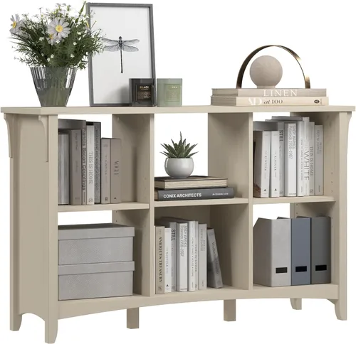 Bush Home Salinas - Organizador de 6 cubos en blanco antiguo, solución de almacenamiento de oficina, organizador para el hogar con estantería
