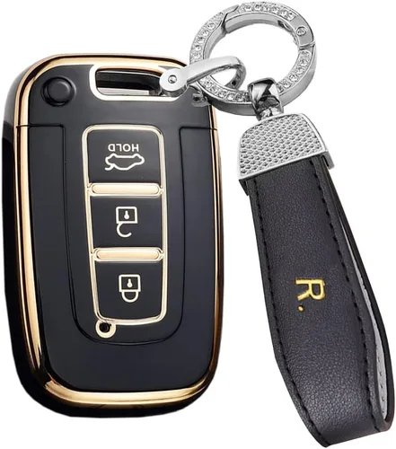 Miniatura 9 de ontto Funda para llave de coche con llavero compatible con Hyundai llavero duradero para Elantra GT Genesis Genesis Coupe Sonata Veloster Beige