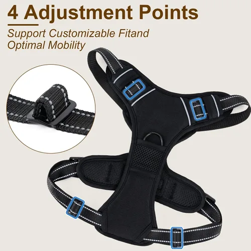 Miniatura 4 de Arnés para perro sin tirones, chaleco ajustable reflectante con clip frontal para mascotas con asa de fácil control para perros medianos y grandes
