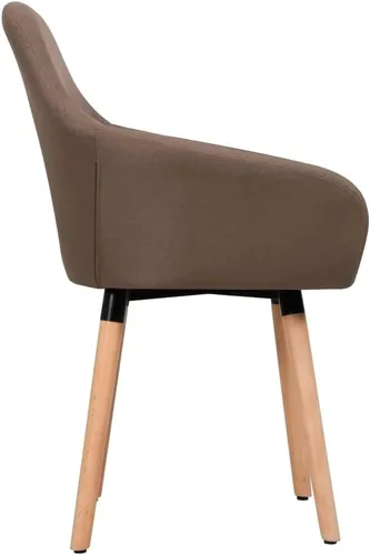 Miniatura 2 de Modern Dining Chairs for Dining Room, Brown Fabric Upholstered Kitchen Chairs, Solid Wood Legs, Easy Assembly