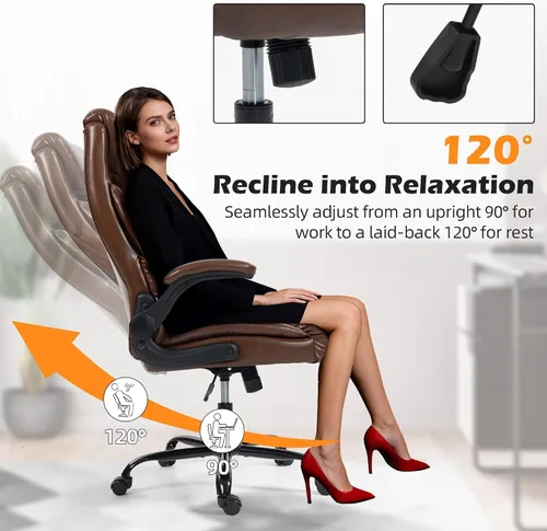 Miniatura 5 de Silla de oficina – Silla ergonómica de escritorio para computadora con respaldo alto con función mecedora y soporte lumbar, silla ejecutiva cómoda