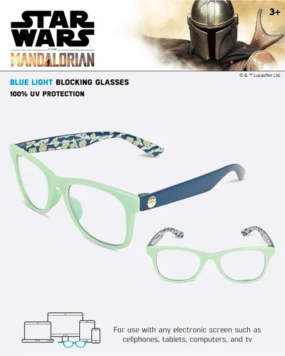 Miniatura 6 de STAR WARS Baby Yoda - Lentes con bloqueo de luz azul para niños con funda para computadora y videojuegos, gafas de protección para niños de 2 a 10
