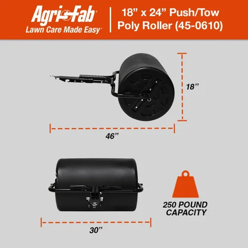 Miniatura 11 de Agri-Fab Rodillo de césped de 18 pulgadas x 24 pulgadas, empuje/remolque detrás de polietileno, capacidad de agua de 250 libras con marco de acero