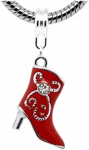 Miniatura 2 de Dije de bota de vaquero" espaciador de cuentas para pulsera de cadena de serpiente, Aleación de metal de zinc
