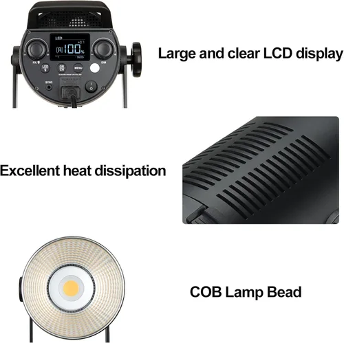 Miniatura 8 de Godox FV150 - Luz LED flash de 150 W 2.4G, sincronización de alta velocidad 1/8000s, CRI96+, TCLI 96+, 12000LUX, 5600 K ± 200 K, 8 modos de efectos