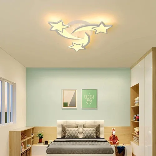 Miniatura 5 de Lámpara de techo LED moderna, lámpara de techo empotrada en forma de estrella de 45 W, 3 cabezales, control remoto regulable cerca de lámparas