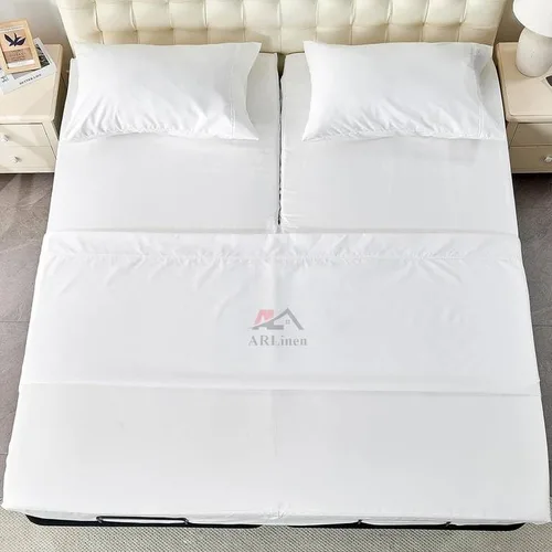 Miniatura 3 de ARlinen Juego de sábanas Split Cal-King para camas ajustables, 5 piezas, 600 hilos, 100% algodón, color blanco