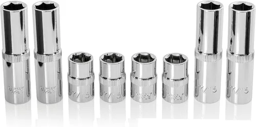 Miniatura 6 de Car Guy Tools - Juego de 8 llaves de vaso de 1/2" (3/8", multitipo)