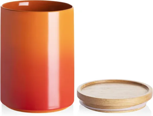 Miniatura 9 de Sweejar Kitchen Canisters - Tarro de cerámica para almacenamiento de alimentos, recipientes apilables con sello hermético y tapa de madera